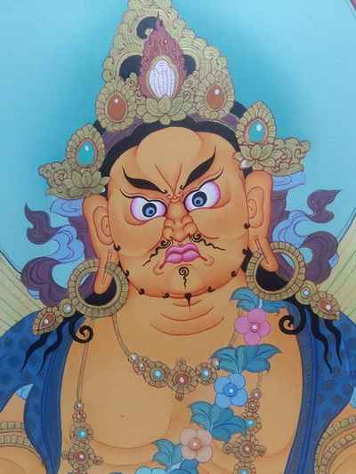 Tibetan Thangka Yellow Jambhala [real Gold]