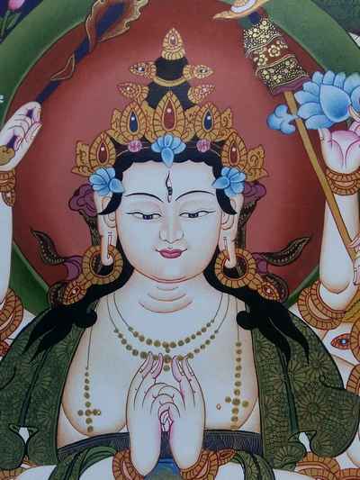Tibetan Thangka Cundi Lokeshvara [real Gold], [hq]