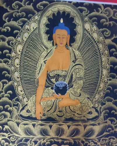 Tibetan Long Life Thangka With Padmasambhava, Shakyamuni, Tosn Kapa, Aparimita,and Namgyalma.