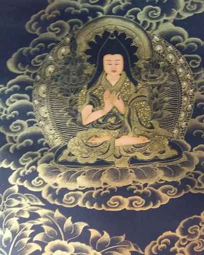 Tibetan Long Life Thangka With Padmasambhava, Shakyamuni, Tosn Kapa, Aparimita,and Namgyalma.