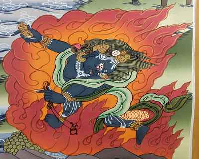Tibetan Thangka Manjushri With Chenrezig And Vajrapani