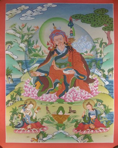 Tibetan Thangka With Yeshe Tsogyal And Mandarava