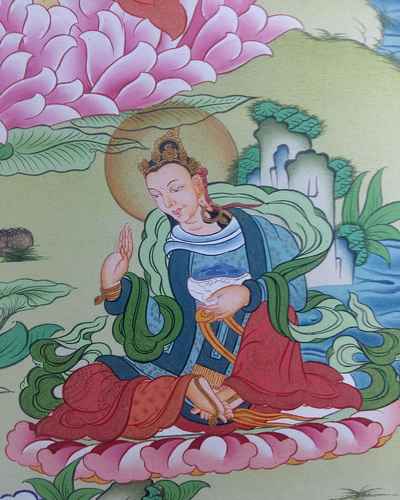 Tibetan Thangka With Yeshe Tsogyal And Mandarava