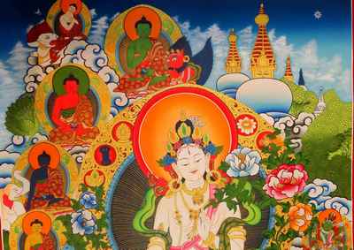 White Tara Thangka [best Quality], [newari Style], [real Gold]