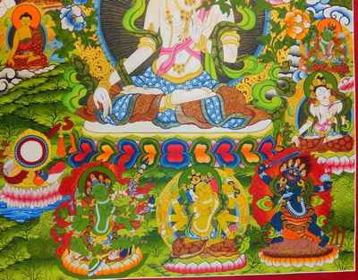 White Tara Thangka [best Quality], [newari Style], [real Gold]