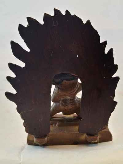 Small Mahakala Two Arms Statue- Brown Oxidized