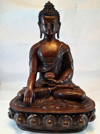 Shakyamuni Buddha Statue - Oxidized With Whole Body Carving