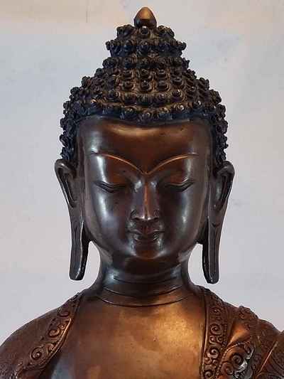 Shakyamuni Buddha Statue - Oxidized With Whole Body Carving