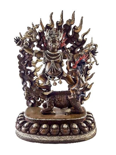 Yamantaka - Heruka Statue - Copper Silver Plated Oxidized