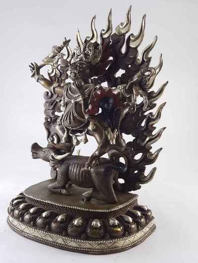 Yamantaka - Heruka Statue - Copper Silver Plated Oxidized