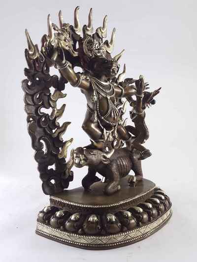 Yamantaka - Heruka Statue - Copper Silver Plated Oxidized