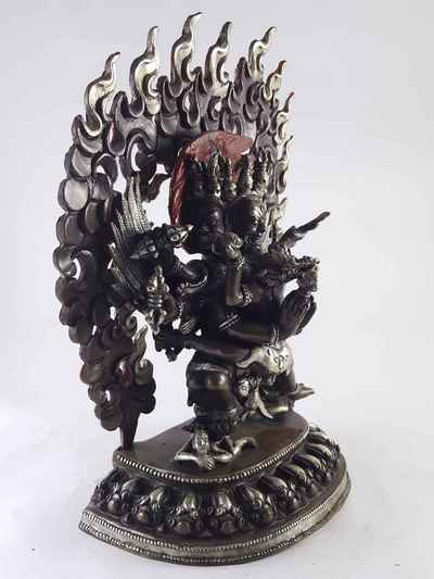 Vajrakilaya - Dorje Phurba - Heruka Statue- Copper Silver Plated Oxidized