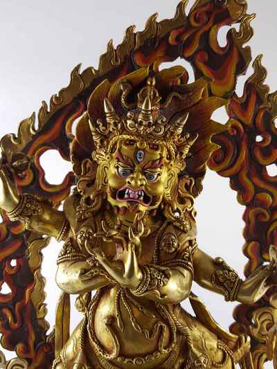 Four Hand Vajrapani Statue - [copper], [full Gold Plated], [painted Face]