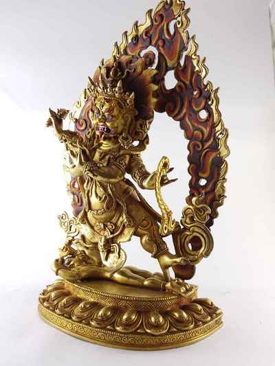 Four Hand Vajrapani Statue - [copper], [full Gold Plated], [painted Face]