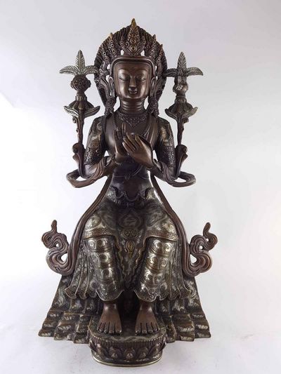 Maitreya Buddha Statue - [copper], [silver Plated], [chocolate Oxidized]