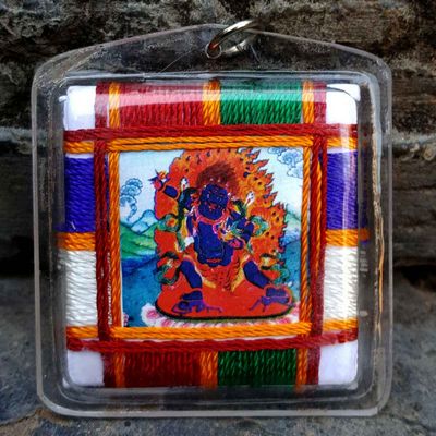 Vajrapani - Tibetan Mantra Amulet With Hard Plastic Coat