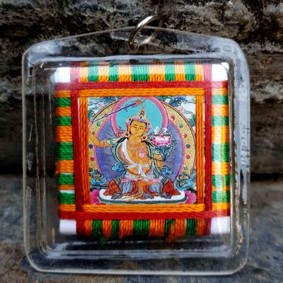 Manjushri - Tibetan Mantra Amulet With Hard Plastic Coat