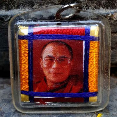 Dalai Lama - Small Tibetan Mantra Amulet With Hard Plastic Coat