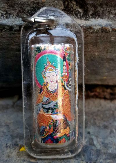 Padmasambhava - Cylindrical Tibetan Mantra Amulet With Hard Plastic Coat