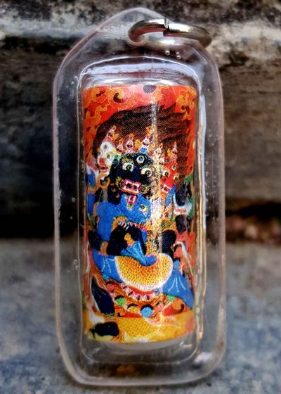 Vajrakilaya - Heruka - Cylindrical Tibetan Mantra Amulet With Hard Plastic Coat