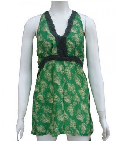Silk Saree Dress [green] V Cut