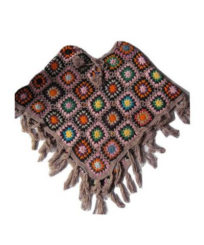 Woolen Poncho [hand Knitted], [fleece Lining]