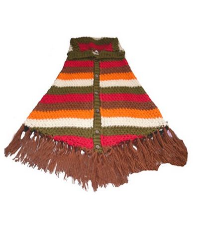 Woolen Poncho [hand Knitted], [fleece Lining]