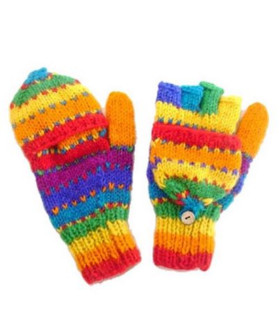 Woolen Gloves [pair], [hand Knitted], [fleece Lining]
