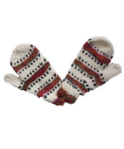 Woolen Gloves [pair], [hand Knitted], [fleece Lining]