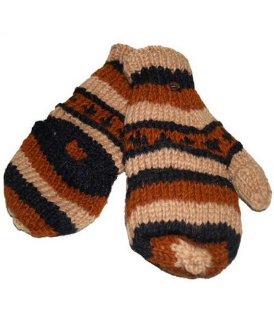 Woolen Gloves [pair], [hand Knitted], [fleece Lining]