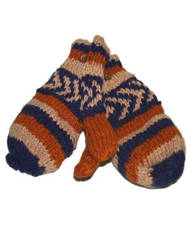 Woolen Gloves [pair], [hand Knitted], [fleece Lining]