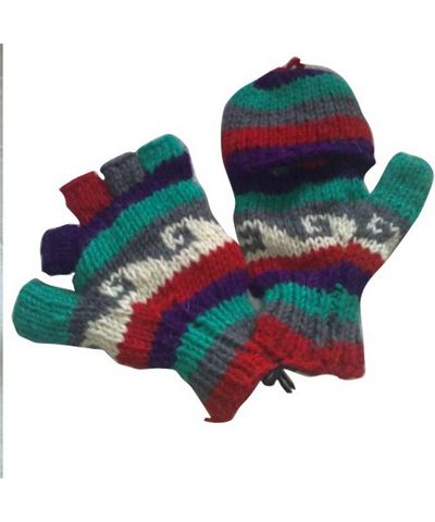 Woolen Gloves [pair], [hand Knitted], [fleece Lining]