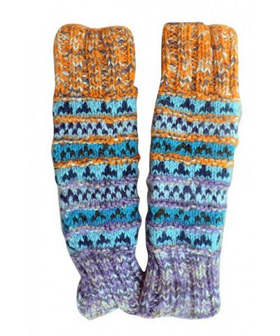 Woolen Leg Warmers [pair], [hand Knitted], [fleece Lining]