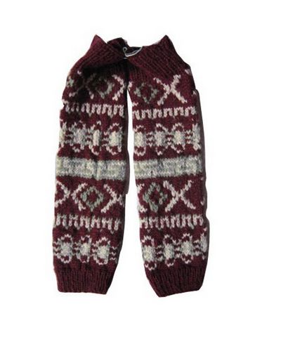 Woolen Leg Warmers [pair], [hand Knitted], [fleece Lining]