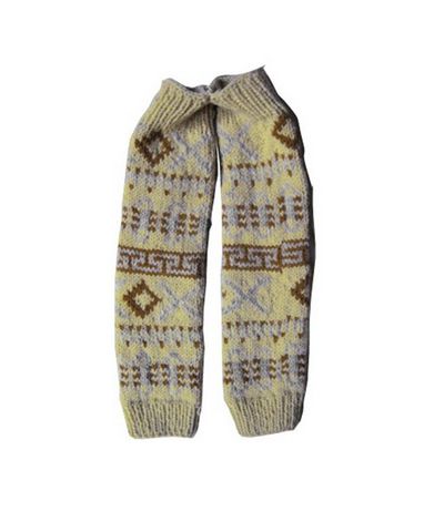 Woolen Leg Warmers [pair], [hand Knitted], [fleece Lining]