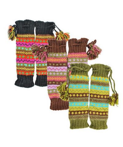 Woolen Leg Warmers [pair], [hand Knitted], [fleece Lining]
