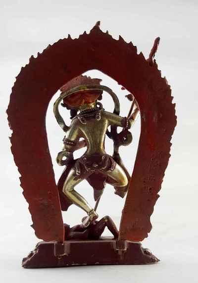 Copper Statue Of Vajravarahi - Dorje Phagmo Yogini [partly Gold Plated], [painted Face]