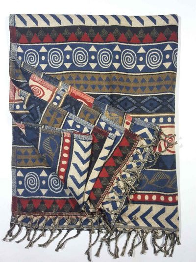 Dhaka Shawl, Multicolor Durable Acrylic Shawl With Various Patterns