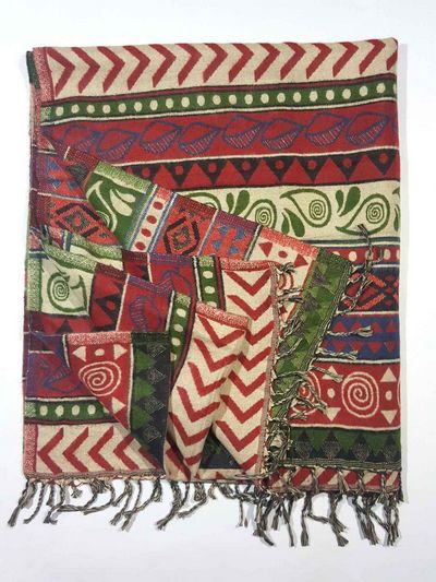 Dhaka Shawl, Multicolor Durable Acrylic Shawl With Various Patterns