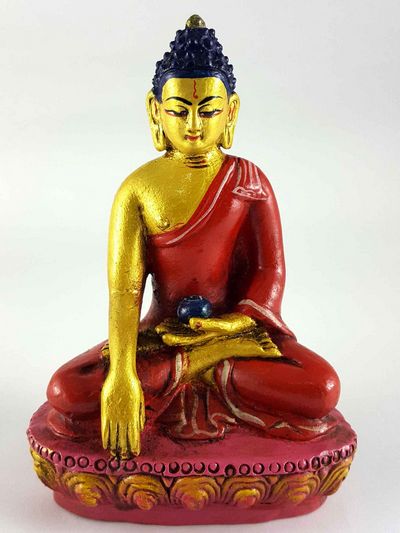 Clay Statue Of Shakyamuni Buddha [made In Nepal], [handmade], [painted]