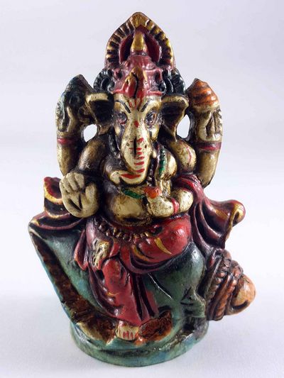 Clay Statue Of Ganesh [made In Nepal], [handmade], [painted]
