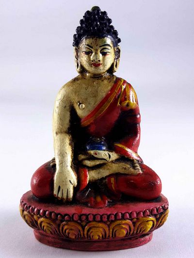 Clay Statue Of Shakyamuni Buddha [made In Nepal], [handmade], [painted]