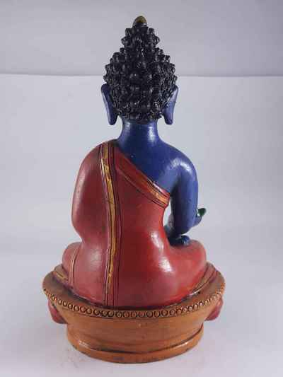Clay Statue Of Medicine Buddha [made In Nepal], [handmade], [painted]