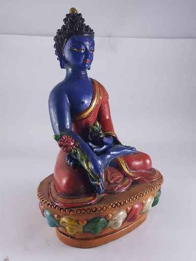 Clay Statue Of Medicine Buddha [made In Nepal], [handmade], [painted]