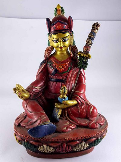 Clay Statue Of Guru Padmasambhava [rinpoche], [made In Nepal], [handmade], [painted]