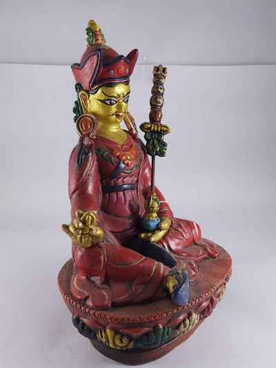 Clay Statue Of Guru Padmasambhava [rinpoche], [made In Nepal], [handmade], [painted]