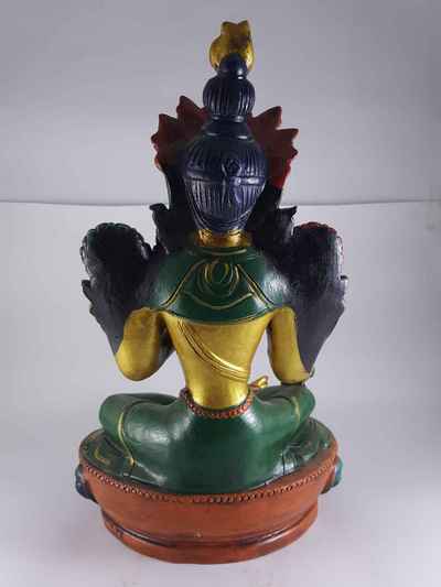 Clay Statue Of Green Tara [made In Nepal], [handmade], [painted]