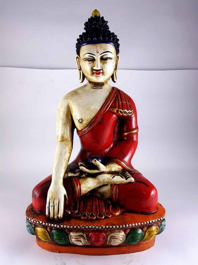 Clay Statue Of Shakyamuni Buddha [made In Nepal], [handmade], [painted]