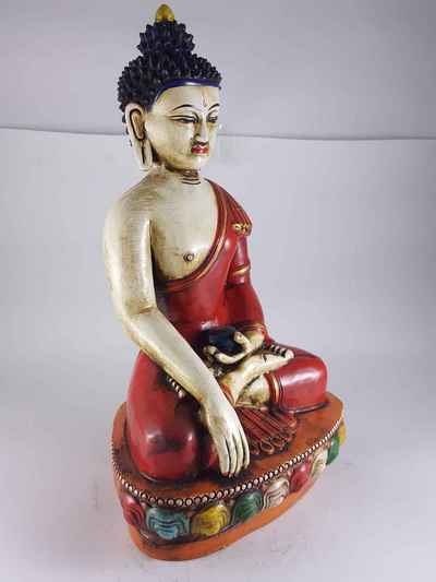 Clay Statue Of Shakyamuni Buddha [made In Nepal], [handmade], [painted]