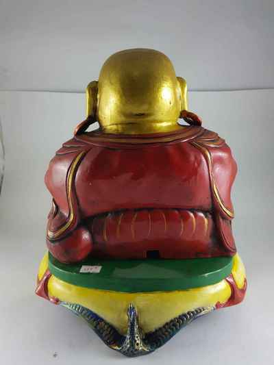 Clay Statue Of Laughing Buddha [made In Nepal], [handmade], [painted]